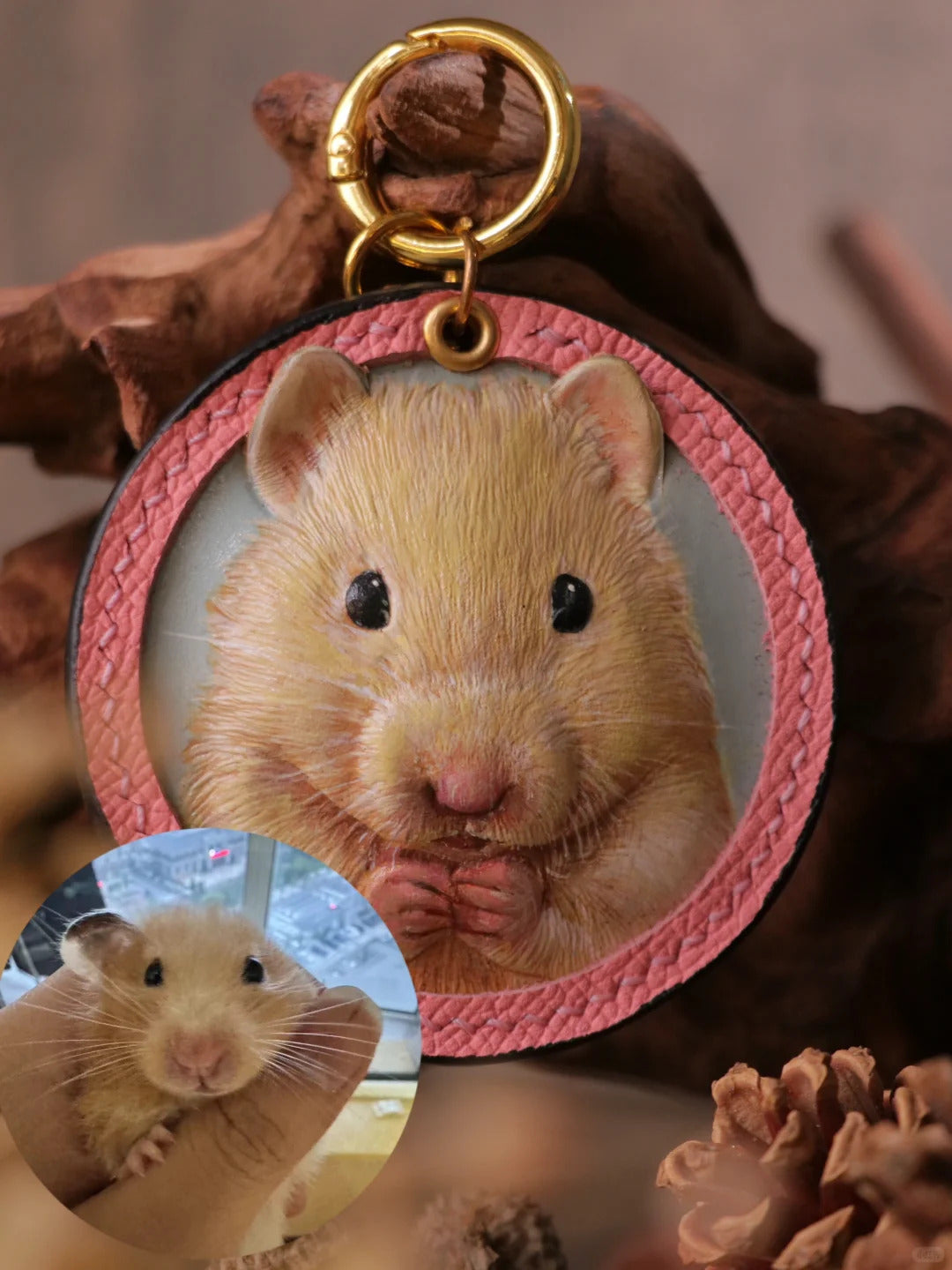 Custom Pet Portrait Leather Keychain