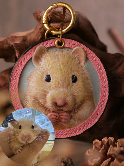 Custom Pet Portrait Leather Keychain